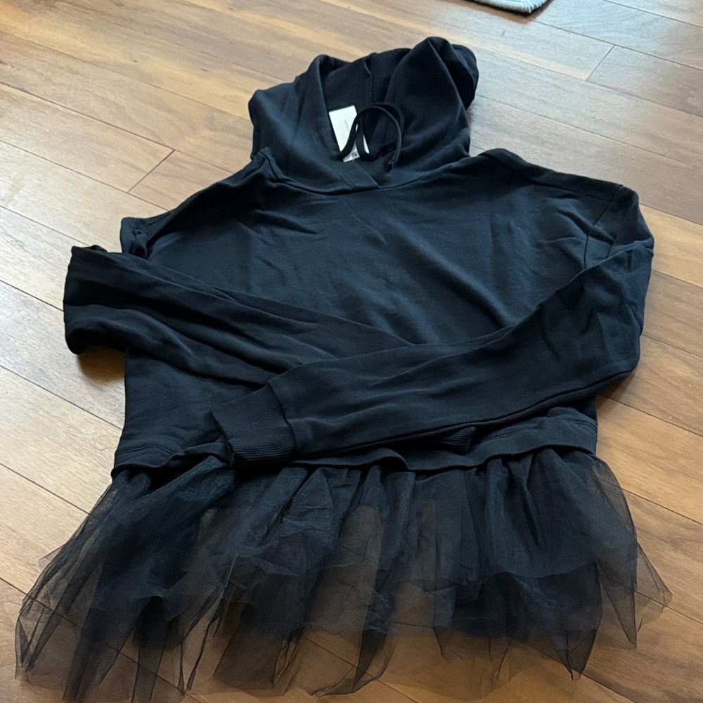 PIlcro Black Tulle Hem Hoodie - Size S!